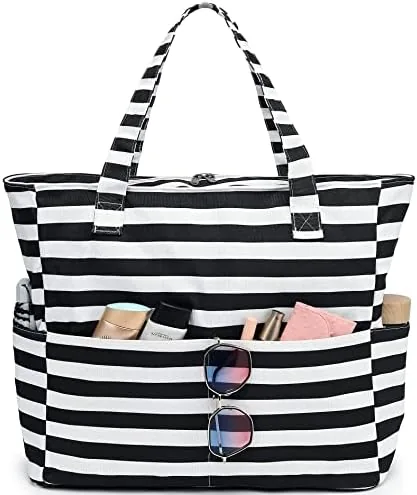 ledaou beach bag waterproof sandproof women tote bag pool bag with zipper for gym grocery travel with wet pocket
